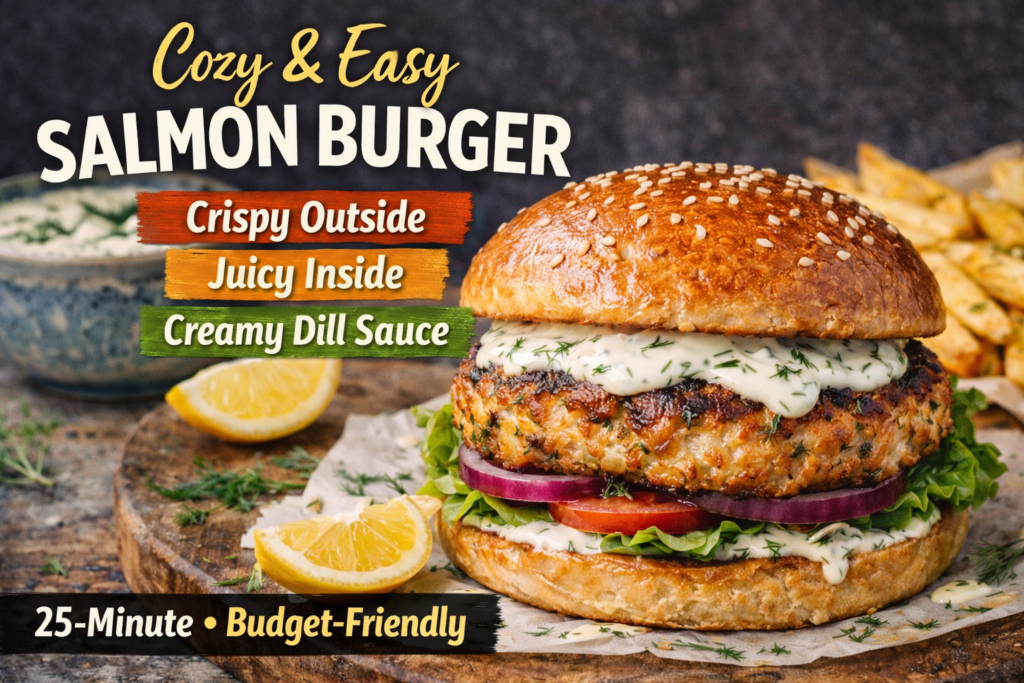 Cozy & Easy Salmon Burger – Crispy Outside, Juicy Inside